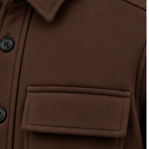 Camisa Chaqueta para Hombre en Color Marrón Oscuro con Cierre de Botones, Bolsillos en el Pecho, Puños Ajustables, Estilo Casual para Exteriores, Ropa de Calle para Invierno - Product Image 5