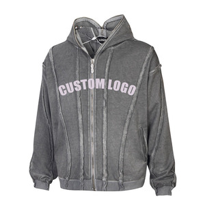 Sudadera con capucha de estilo hip-hop urbano, con letras personalizadas, cierre completo, diseño exclusivo, holgada, para hombre y mujer - Product Image 1