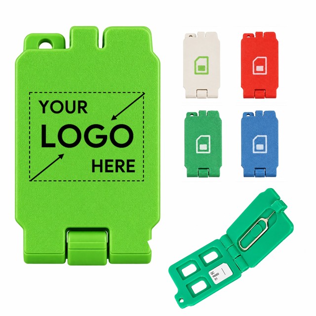 Custom LOGO Printed Cheap Promotional Giveaway Items Sim Card Storage Box with SIM Ejector Pin Storage Company Event Gifts