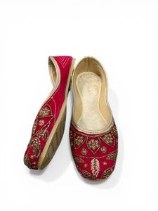 Multi Colour Zari Work Ethnic <b>Jutti</b> Slip-on with Velvet Embroidery and Stones - Product Image 2