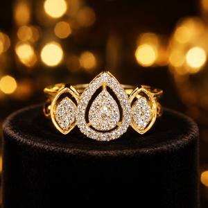 Anillo de Diseño con Motivo de Lágrima en Oro de 14K con Piedras de Imitación de Diamantes CZ, Joyería Premium para Fiestas para Mujer - Product Image 2