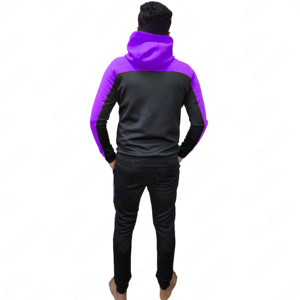Venta al por mayor OEM gimnasio chándal conjunto con capucha patrón sólido impreso 100% algodón secado rápido transpirable Jogger trajes - Product Image 3