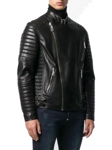 Chaqueta de Cuero Negra para Motociclista para Hombre - Product Image 2