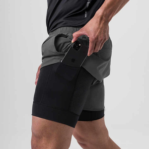 Men's 100% Polyester Double Layer Gym Mesh Shorts Solid Casual Breathable Quick Dry Custom Graphic Sublimation Plain Dyed - Product Image 3