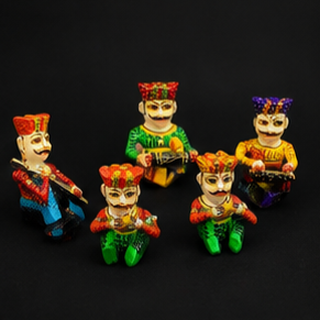 Handmade <b>Stone</b> Folk Art Figurine Set <b>Painted</b> Traditional Musician Characters Decorative Collectible Showpiece - Product Image 3