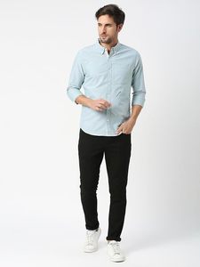 Chemise décontractée pour homme, coupe slim, 100% coton, col boutonné et manches longues - Product Image 2