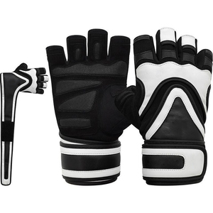 Anti Slip Tan Leather Weight Lifting <b>Gloves</b> Half Finger Gym Training Mitts Padded Palm Adjustable Wrist Strap Fitness - Product Image 4