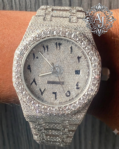 นาฬิกาอัตโนมัติ Afar Jewels Luxury Mechanical VVS Moissanite Iced Out สายขนาด 20 มม. หน้าปัดคริสตัลแก้ว ระบบอนาล็อก เครื่อง ETA - Product Image 1