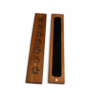 Plateau à encens en bois parfumé - Motif de fleur de lotus pur - Product Image 4