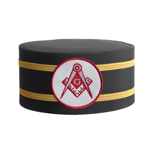 Casquette de maître maçon noire avec bordure dorée, broderie carrée et compas G, vente en gros, fabricant, casquette de maître maçon bleue, casquette de loge noire - Product Image 1