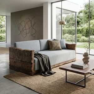 Sofá Doble DNA Moderno Rústico de Madera, Sofá de Dos Plazas Tapizado para Sala de Estar, Diván con Estructura de Madera Orgánica de Borde Natural - Product Image 4
