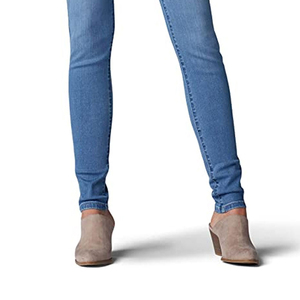 Pantalones vaqueros de mujer al por mayor con dobladillo sin rematar, cintura alta, de mezclilla, con borde deshilachado personalizado, desgastados, de pierna ancha - Product Image 2