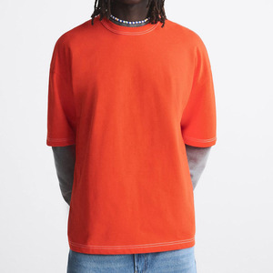 Vintage Oversized Plus Size Men's Solid Streetwear T-Shirt 100% Cotton Breathable <b>Canvas</b> Neck Customizable Drop Shoulder Blank - Product Image 4