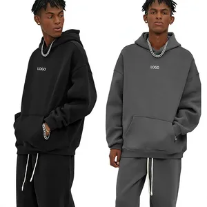 <b>Men's</b> Oversized <b>Lined</b> Polyester/Cotton Hoodie and <b>Jogger</b> Tracksuit Set Solid Color Streetwear Autumn - Product Image 4