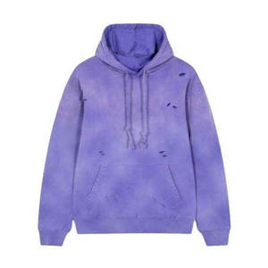 เสื้อฮู้ดดี้ผ้าฝ้ายหนานุ่มแบบดิสเทรส ทรงโอเวอร์ไซส์ ล้างสีแบบแอซิดวอช แต่งดีเทลขาดๆ สำหรับผู้ใหญ่ สวมใส่สบายๆ ในฤดูหนาว สไตล์สตรีทแวร์ - Product Image 2