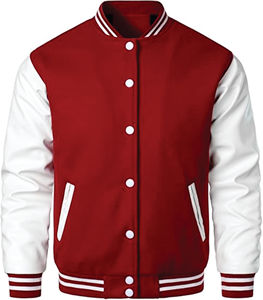 Smart Men's Hooded Varsity <b>Jacket</b> with Zipper Closure Cartoon & Patchwork Designs 100% Wool Streetwear for Warmth - Product Image 1