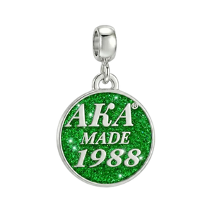   Bracelet pour femme fabriqué en 1989, élégant, couleur vert et argent, bijou à breloques, accessoire de mode pour poignet, inspiré des sororités, qualité supérieure - Product Image 2