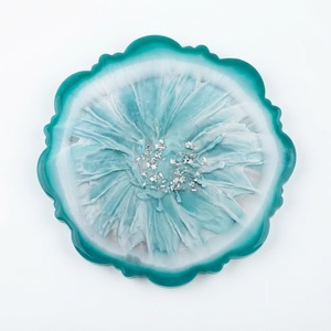 Posavasos hexagonales de resina epoxi al por mayor, juego de posavasos de lujo con diseño de arte fluido azul océano para decoración de mesa en el hogar, hotel, regalo promocional - Product Image 4