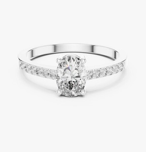 Bague de fiançailles en or jaune 9 carats avec diamant ovale de 1,50 carat cultivé en laboratoire, sertie pavé, bijoux de mariée personnalisés, vente en gros - Product Image 6