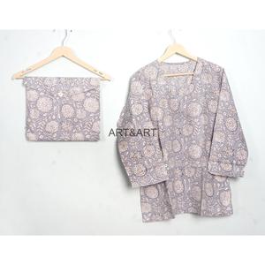 Conjunto de Pijama de Algodón 100% con Estampado Floral para Mujer, Manga Larga, Cuello en V, Cintura Elástica, Ropa de Dormir Informal, Suave y Transpirable, ART&ART Primavera - Product Image 2