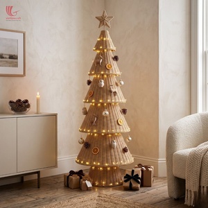 Árbol de Navidad de Mimbre Iluminado con Base de Bambú, Decoración Navideña para el Hogar - Product Image 2
