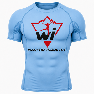 Warpro Industry Men's Short Sleeve Rash Guard <b>Compression</b> <b>Shirt</b> Quick Dry Printed Sport Top Blue - Product Image 1