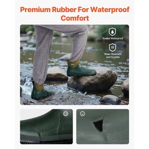 Stivali da donna in neoprene e gomma impermeabili per pesca e giardinaggio, isolati, antiscivolo alla caviglia, per la pioggia - Product Image 2