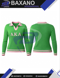 อัลฟ่า |   คาปา |   เสื้อสเวตเตอร์ถักสีเขียวลำลองสำหรับผู้หญิงของอัลฟ่า ซอร์โรริตี้ พร้อมลายพิมพ์ตัวอักษร AKA เสื้อสเวตเตอร์ตัวอักษรพิมพ์ลาย สามารถปรับแต่งโลโก้ได้ - Product Image 6