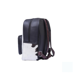 Cowhide Leather <b>Backpack</b> With <b>Animal</b> <b>Print</b> Pattern Multiple Pockets Softback Design Unisex Daypack 15 Inches - Product Image 2