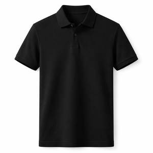 Chemise décontractée noire 100 % coton, unie, 180 g, respirante, tricotée, imprimée numériquement, pour homme, manches courtes, coupe classique, personnalisable avec logo - Product Image 1