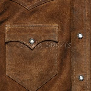 Nuevas Camisas de Cuero Genuino para Hombre, Moda Premium, Venta al Por Mayor, Camisa de Cuero de Gamuza Auténtica, Diseño Transpirable Personalizable - Product Image 3