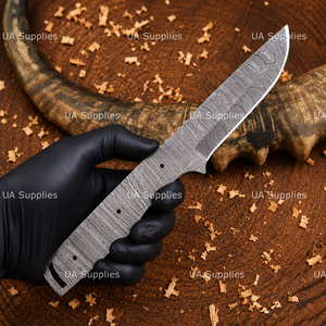 Cuchillo de Caza de Acero de Damasco Hecho a Mano Directo de Fábrica, Hoja en Bruto de Punta Caída, Espiga Completa, DIY, OEM, Personalizado - Product Image 4