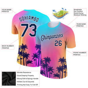 Camiseta Deportiva Personalizada con Nombre y Número, Diseño de Atardecer Tropical, Impresión Completa, Fabricante OEM, Etiqueta Privada, Proveedor Mayorista - Product Image 2