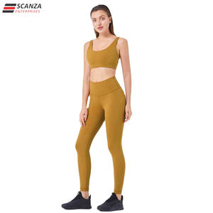Ensemble de yoga personnalisé pour femme, taille mi-haute, imperméable, extensible, respirant, sans couture, imprimé, en Spandex/Nylon, 2 pièces, pour le fitness - Product Image 3
