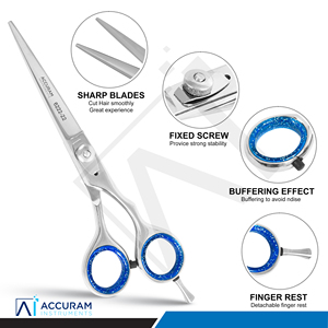 Tijeras de Barbero Profesionales Accuram, Cuchilla de Afeitar, Manuales, Ecológicas, Reutilizables, de Acero Inoxidable, para Peluquería, Corte de Cabello - Product Image 2