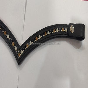 BANDE DE BROW DE CANAL VIDE EN FORME DE V ÉQUESTRE PERSONNALISER À LA MODE AVEC LE CUIR DE HAUTE QUALITÉ ET LA CHAÎNE MÉTALLIQUE DÉCORATIVE - Product Image 3