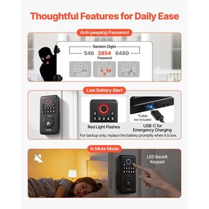 Serratura Intelligente con Design Innovativo Easy-Grip, Ingresso Senza Chiave, Codici Utente Personalizzabili, Blocco Automatico con Chiave e Funzione Deadbolt - Product Image 6