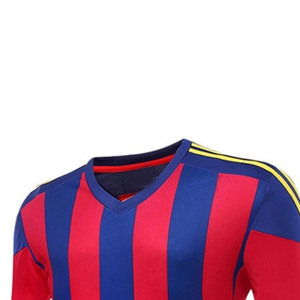 Conjunto de Camiseta de Fútbol Sublimada Personalizada, Rayas Rojas y Azules, Cuello en V, Manga Corta, Absorbe la Humedad, Ropa Deportiva para Hombre Adulto - Product Image 4