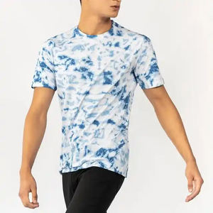 เสื้อยืดคอกลมแขนสั้นผ้าฝ้าย 180 กรัม พิมพ์ลายโลโก้ตามสั่งสำหรับผู้ชาย ทรงปกติ แห้งเร็ว ระบายอากาศดี สีน้ำเงินขาว สไตล์ลำลอง - Product Image 2