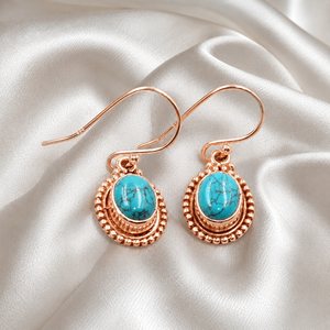 925 Sterling <b>Silver</b> Turquoise Dangle Earrings Vintage Boho <b>Beaded</b> Drop Earrings Rose Gold Yellow Gold Plated Gift Jewellry Her - Product Image 6