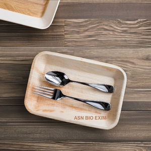 Platos desechables de hoja de palma de areca de bambú compostable 100% biodegradables ecológicos no tóxicos con bandeja para fiestas de bodas - Product Image 2