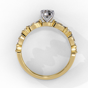 Anillo de Compromiso de Oro Blanco de 14K con Diamante Cultivado en Laboratorio de Corte Marquesa y Piedras Laterales - Product Image 3