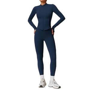 Combinaison de yoga pour femmes, ensemble de sport, survêtement de course, vêtements de sport à manches longues, vêtements de yoga, 2 pièces - Product Image 5