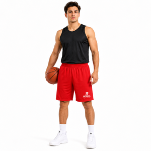 Shorts de basketball pour hommes adultes respirants de haute qualité, 100% polyester, séchage rapide, couleur unie, couleurs personnalisées, logo personnalisé - Product Image 3