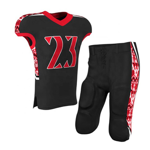 ชุดยูนิฟอร์มอเมริกันฟุตบอลแบบซับลิเมชั่นสั่งทำพิเศษ สีแดงดำลายพราง หมายเลข 23 สำหรับผู้ชาย ผ้าโพลีเอสเตอร์ระบายอากาศได้ดี - Product Image 1