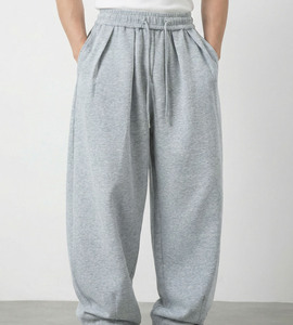 <b>Men's</b> Mid Waist Loose Fit <b>Baggy</b> <b>Trousers</b> Relaxed Straight Leg Breathable Polyester/Cotton Acid Wash Elastic Sporty Pants - Product Image 1