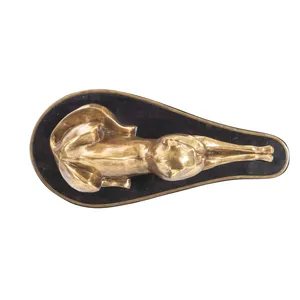 Modern Eco-friendly Reclining <b>Cat</b> Metal Sculpture on Black Base Luxury Car Decor for <b>Cat</b> <b>Lover</b> <b>Gift</b> - Product Image 2