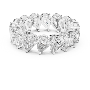 Bague d'éternité en moissanite, coupe poire, pierre claire, plaqué rhodium, bijoux de mariage, cadeau - Product Image 1
