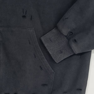 Personalizado de alta calidad 100% tela de algodón Stone Wash cremallera completa French Terry Vintage hombres sudaderas con capucha Distress Washed Hoodies - Product Image 2