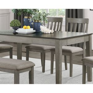 Juego de Comedor de 5 Piezas con Acabado Gris Claro, Estilo Rústico Casual, Muebles de Madera Contemporáneos, Incluye Mesa de Comedor con Cajones y 4 Sillas Laterales - Product Image 3